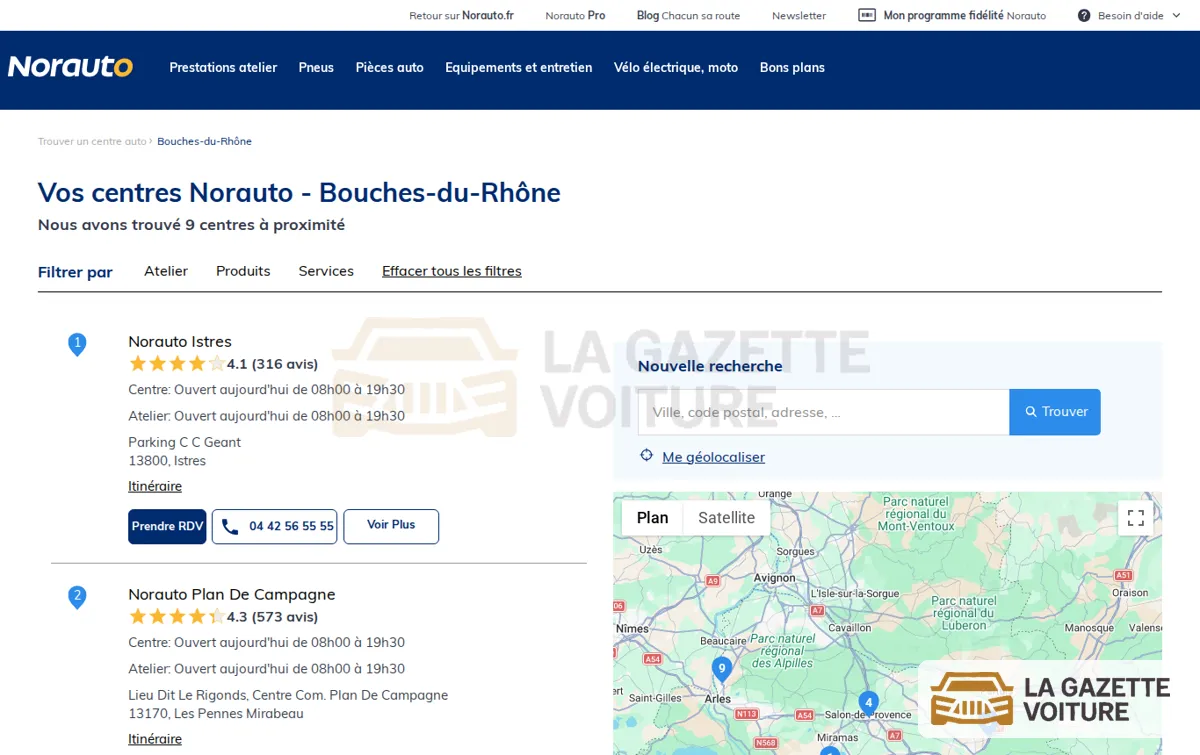 Capture : Centre auto Norauto Bouches-du-Rhône - Entretien et équipement voiture en région Bouches-du-Rhône